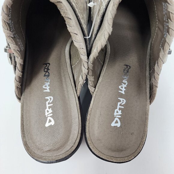 New Dirty Laundry Womens 9.5 Waltz Gray Taupe Suede Slip On Mules Western Buckle - Picture 11 of 15